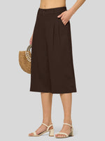 Willit Women's Cotton Linen Pleated Capri 16 Inch_