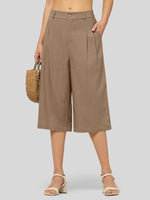 Willit Women's Cotton Linen Pleated Capri 16 Inch_