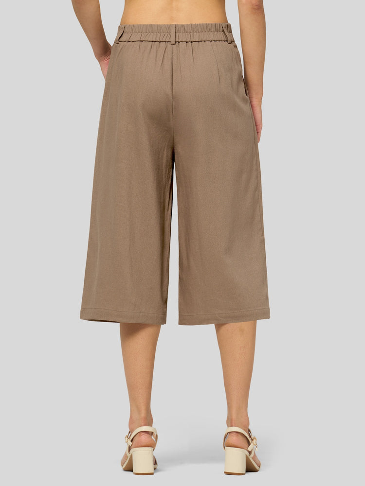 Willit Women's Cotton Linen Pleated Capri 16 Inch_