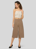 Willit Women's Cotton Linen Pleated Capri 16 Inch_