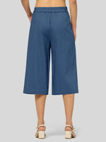 Willit Women's Cotton Linen Pleated Capri 16 Inch_