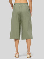 Willit Women's Cotton Linen Pleated Capri 16 Inch_