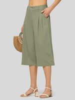 Willit Women's Cotton Linen Pleated Capri 16 Inch_