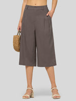 Willit Women's Cotton Linen Pleated Capri 16 Inch_