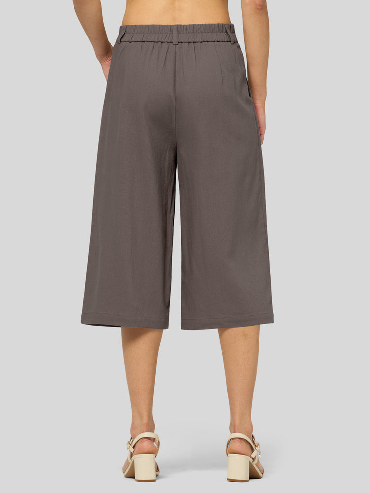 Willit Women's Cotton Linen Pleated Capri 16 Inch_
