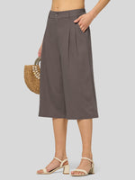 Willit Women's Cotton Linen Pleated Capri 16 Inch_