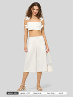 Willit Women's Cotton Linen Pleated Capri 16 Inch_