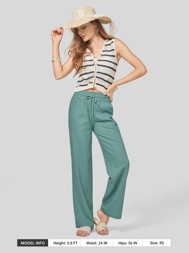 Women's Cotton Linen Wide Leg Pants_