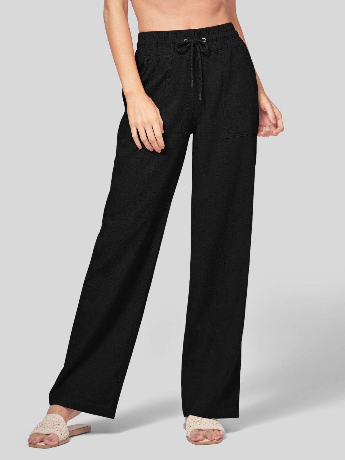 Women's Cotton Linen Wide Leg Pants_