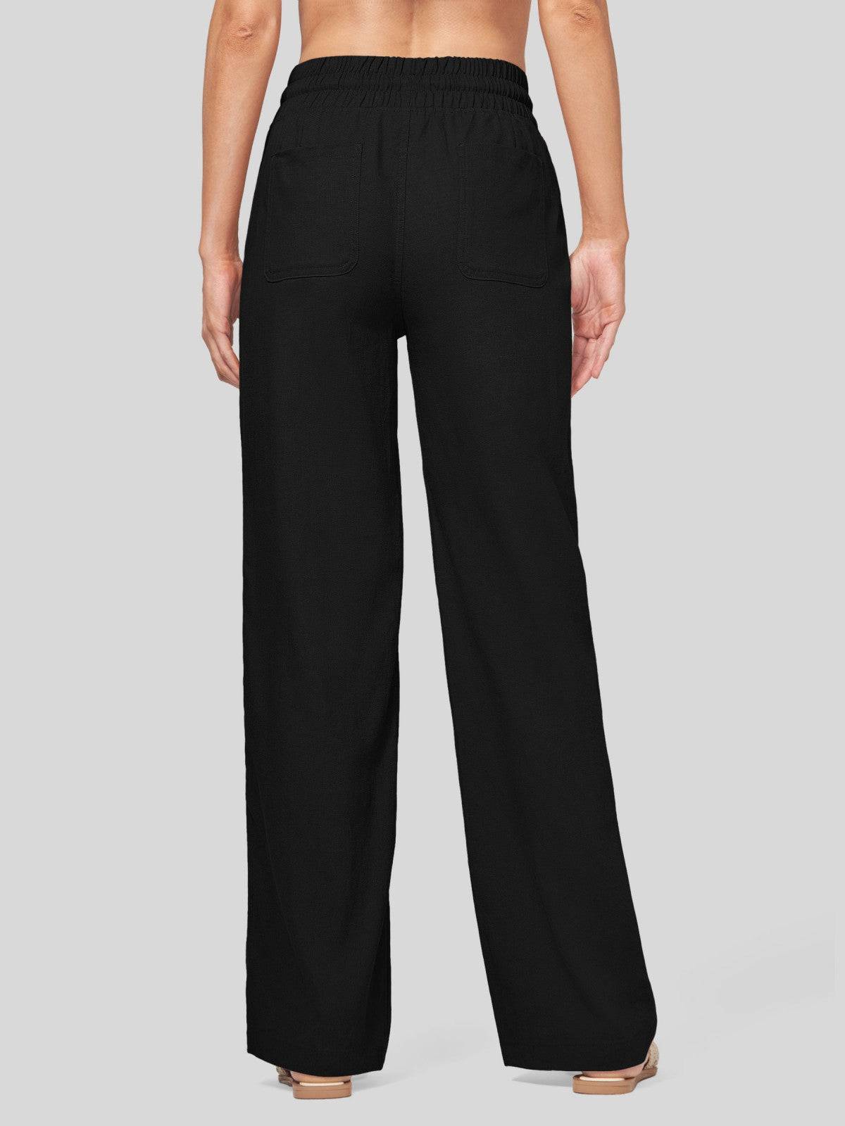 Women's Cotton Linen Wide Leg Pants_