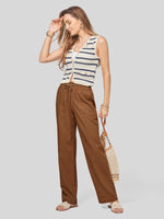 Women's Cotton Linen Wide Leg Pants_