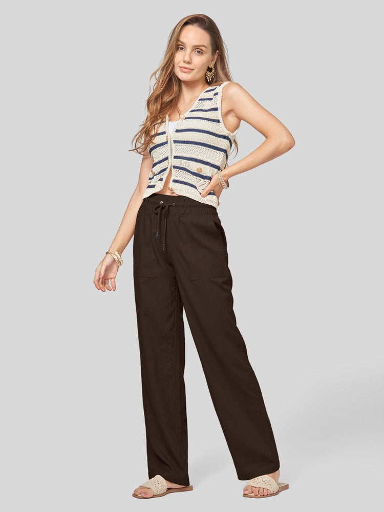 Women's Cotton Linen Wide Leg Pants_