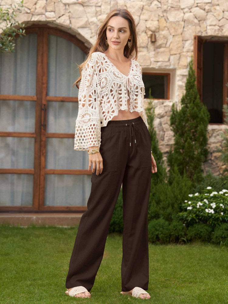 Women's Cotton Linen Wide Leg Pants_
