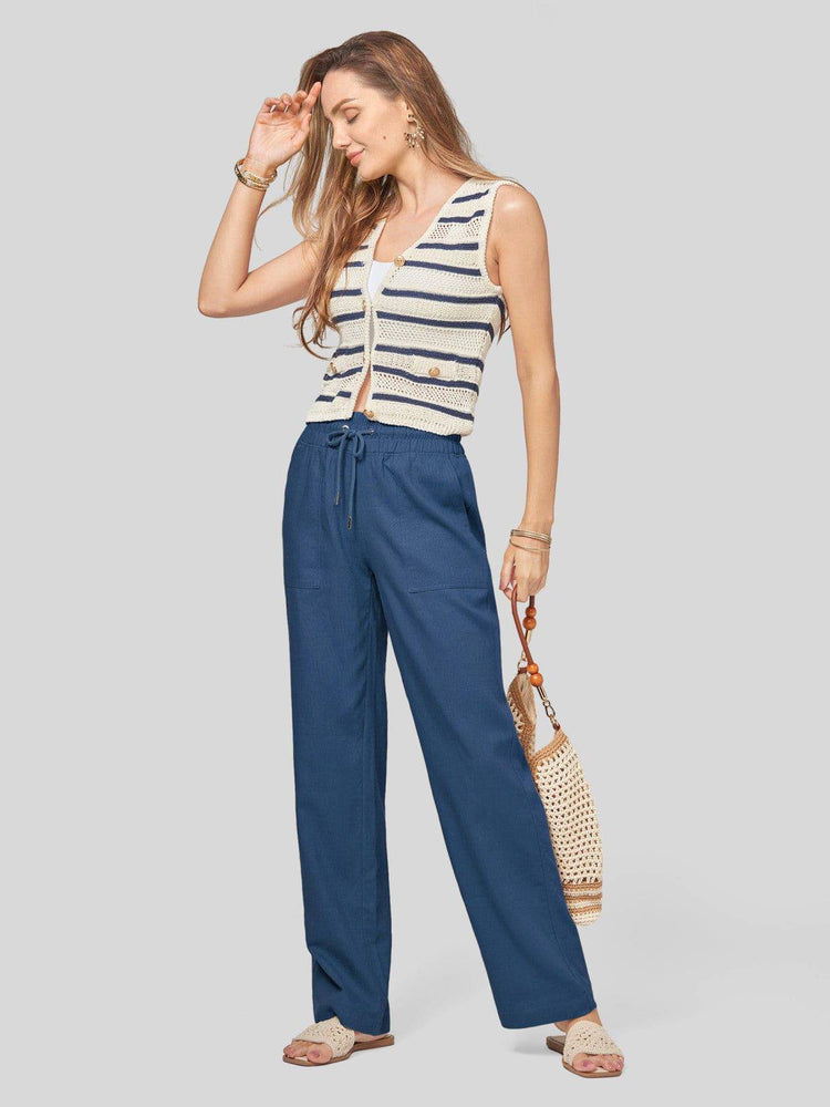 Women's Cotton Linen Wide Leg Pants_