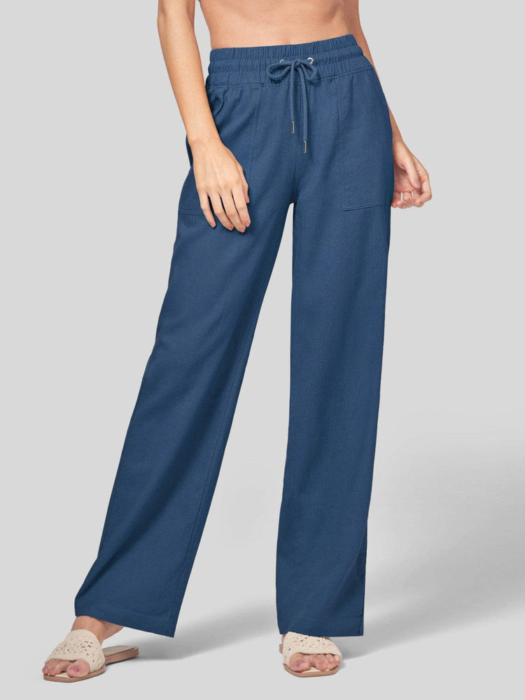 Women's Cotton Linen Wide Leg Pants_