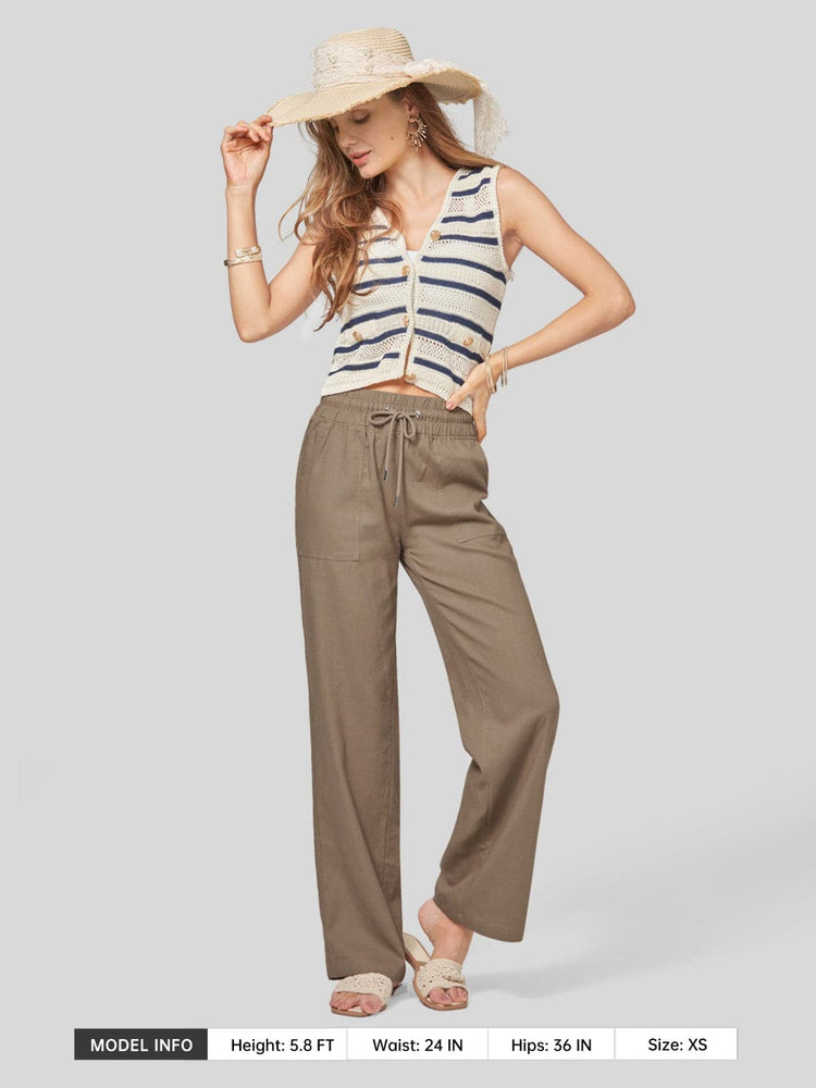 Women's Cotton Linen Wide Leg Pants_