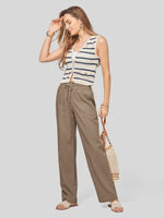 Women's Cotton Linen Wide Leg Pants_