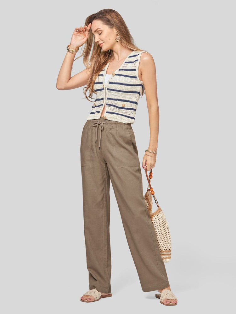 Women's Cotton Linen Wide Leg Pants_
