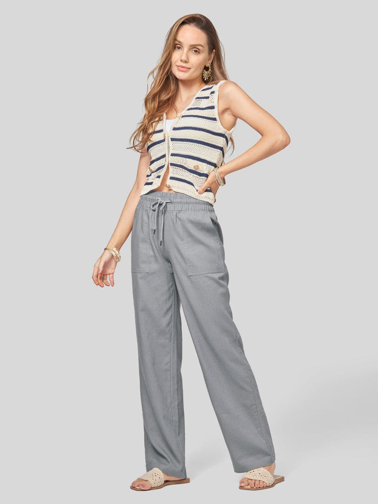 Women's Cotton Linen Wide Leg Pants_