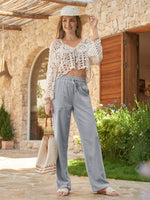 Women's Cotton Linen Wide Leg Pants_