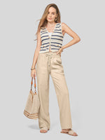 Women's Cotton Linen Wide Leg Pants_