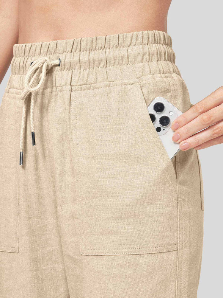 Women's Cotton Linen Wide Leg Pants_