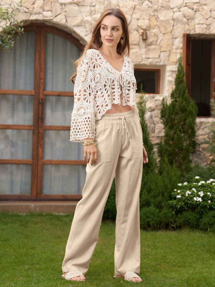 Women's Cotton Linen Wide Leg Pants_