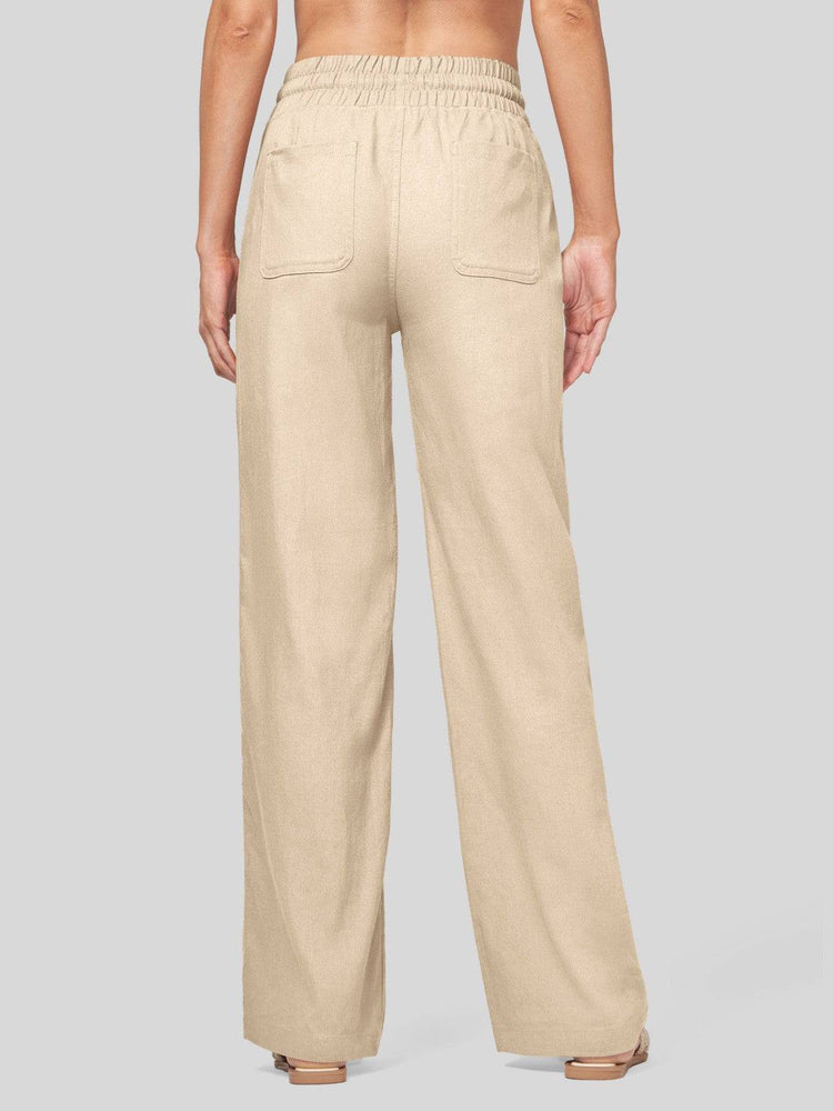 Women's Cotton Linen Wide Leg Pants_