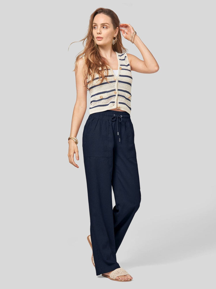 Women's Cotton Linen Wide Leg Pants_