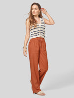 Women's Cotton Linen Wide Leg Pants_