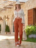 Women's Cotton Linen Wide Leg Pants_