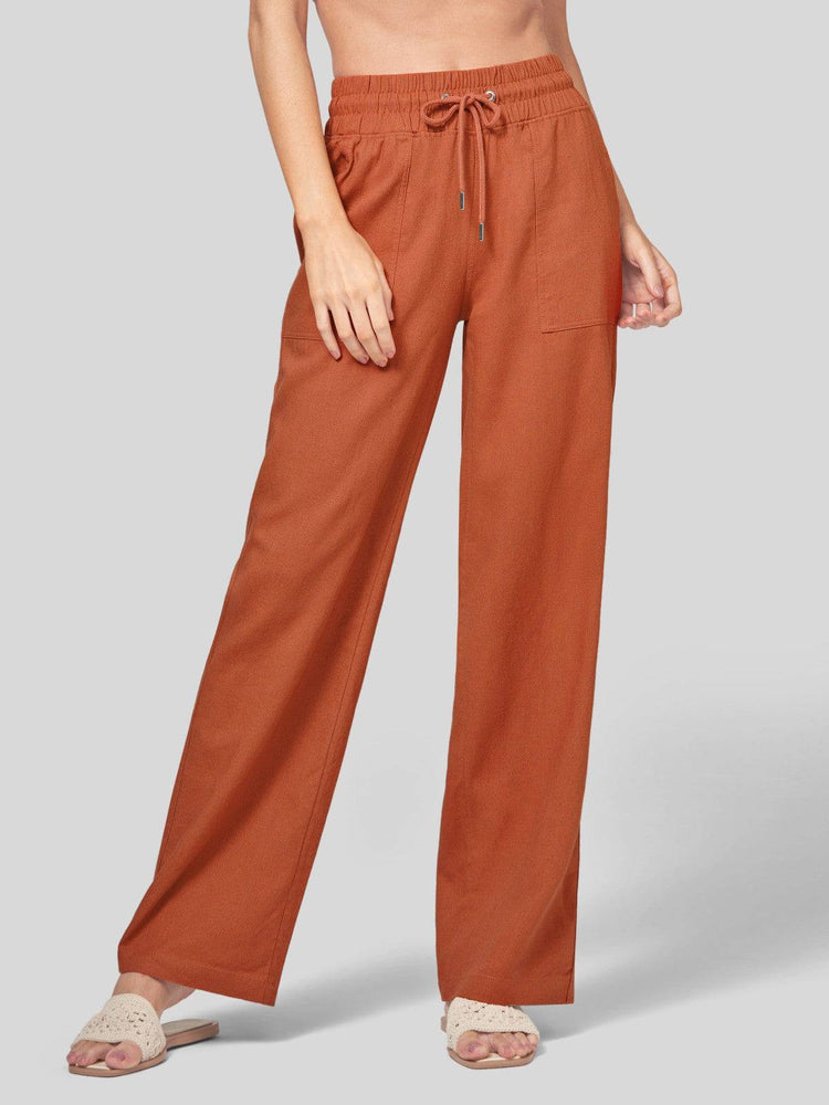 Women's Cotton Linen Wide Leg Pants_