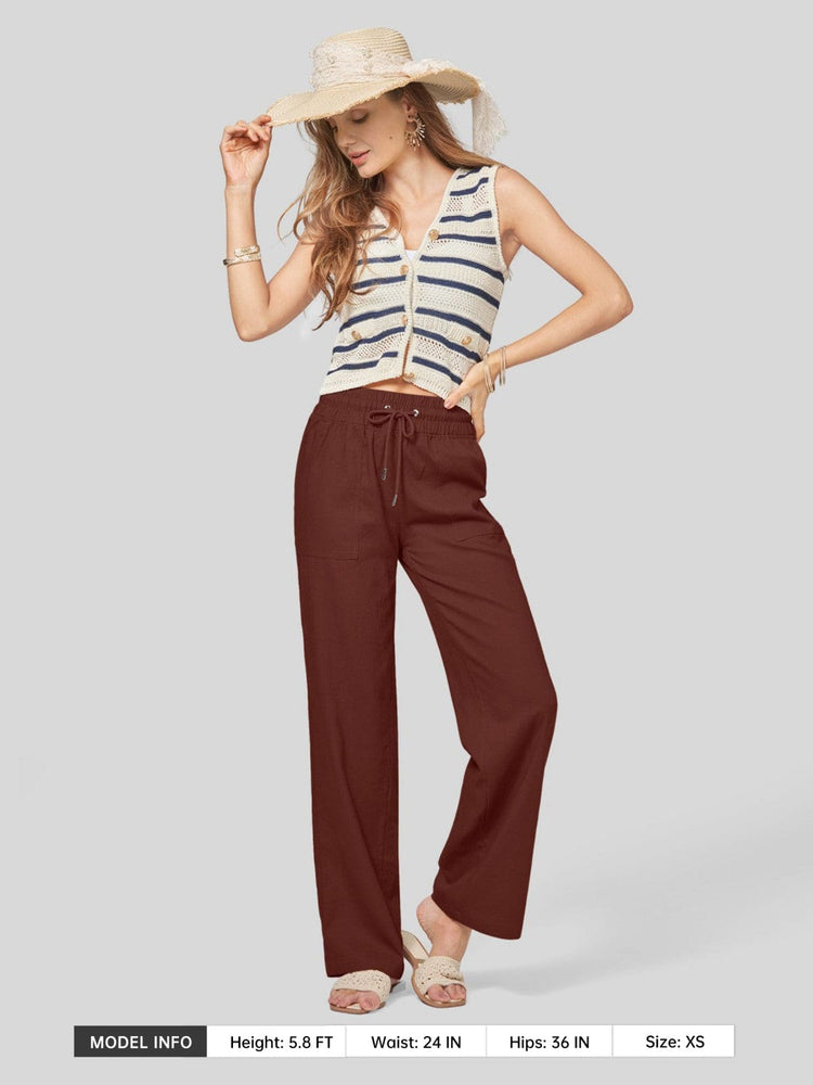 Women's Cotton Linen Wide Leg Pants_