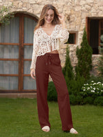 Women's Cotton Linen Wide Leg Pants_