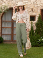 Women's Cotton Linen Wide Leg Pants_