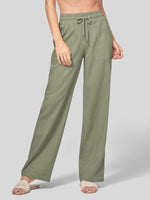 Women's Cotton Linen Wide Leg Pants_