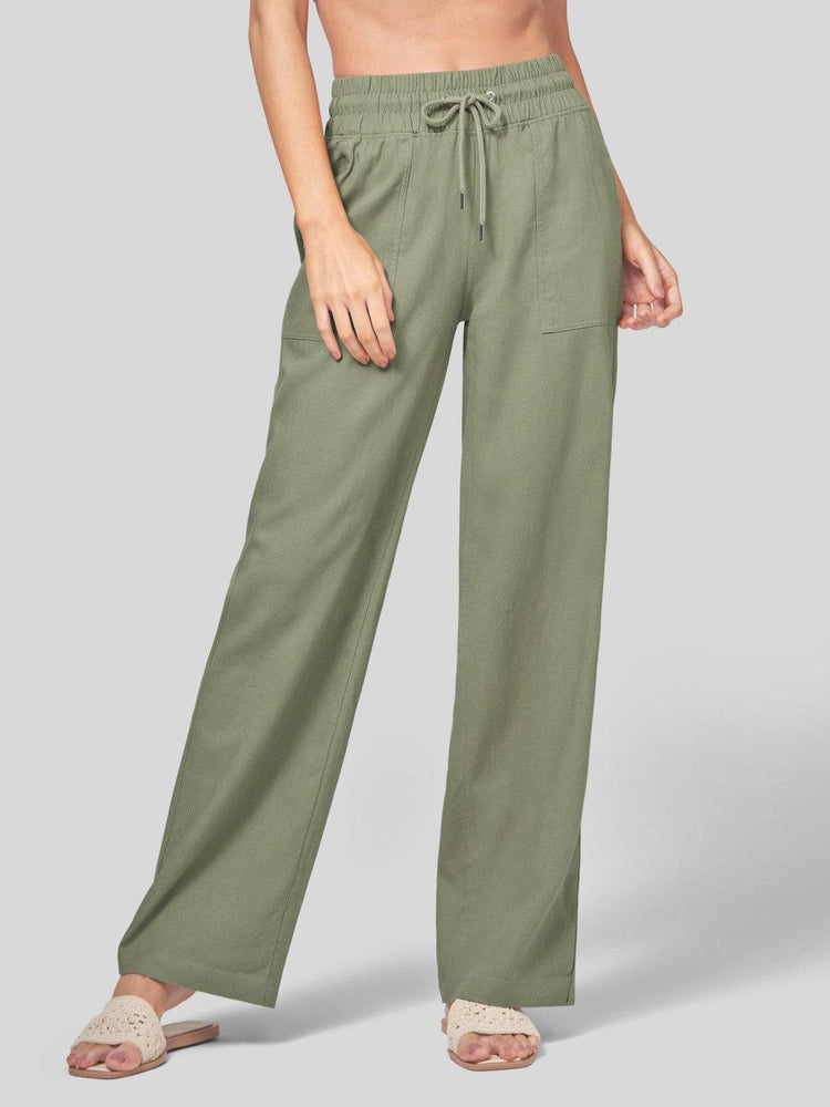 Women's Cotton Linen Wide Leg Pants_