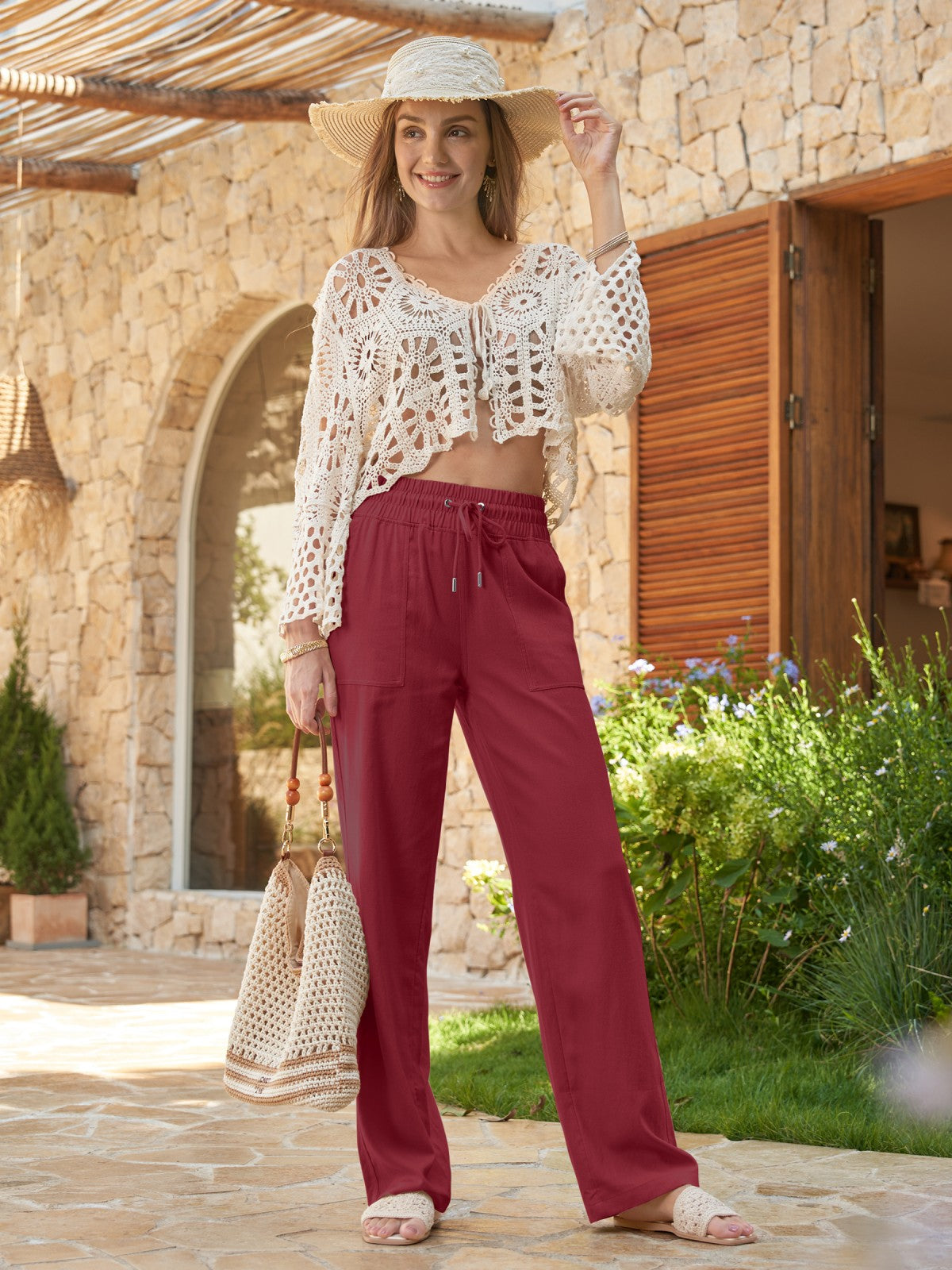 Willit Women's Cotton Linen Wide Leg Pants 
