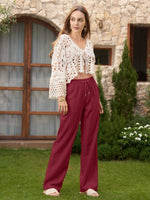 Women's Cotton Linen Wide Leg Pants_