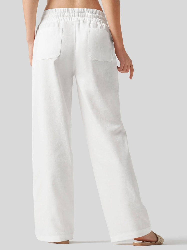 Women's Cotton Linen Wide Leg Pants_