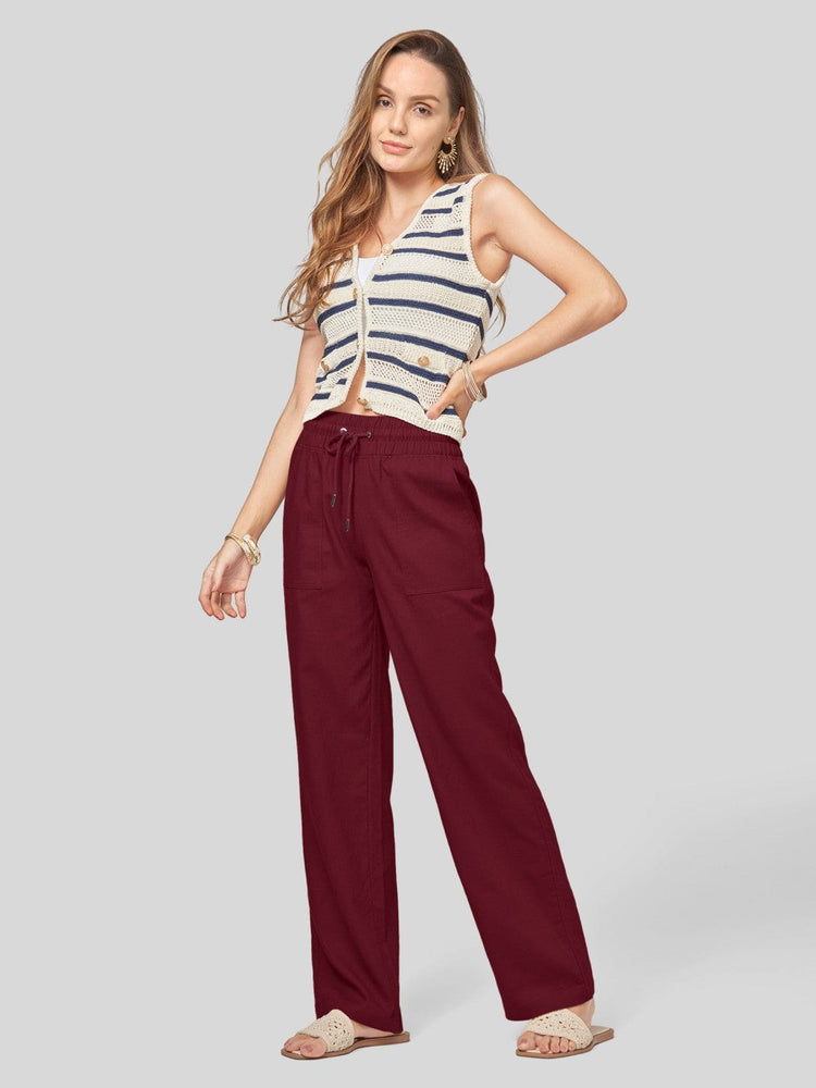 Women's Cotton Linen Wide Leg Pants_