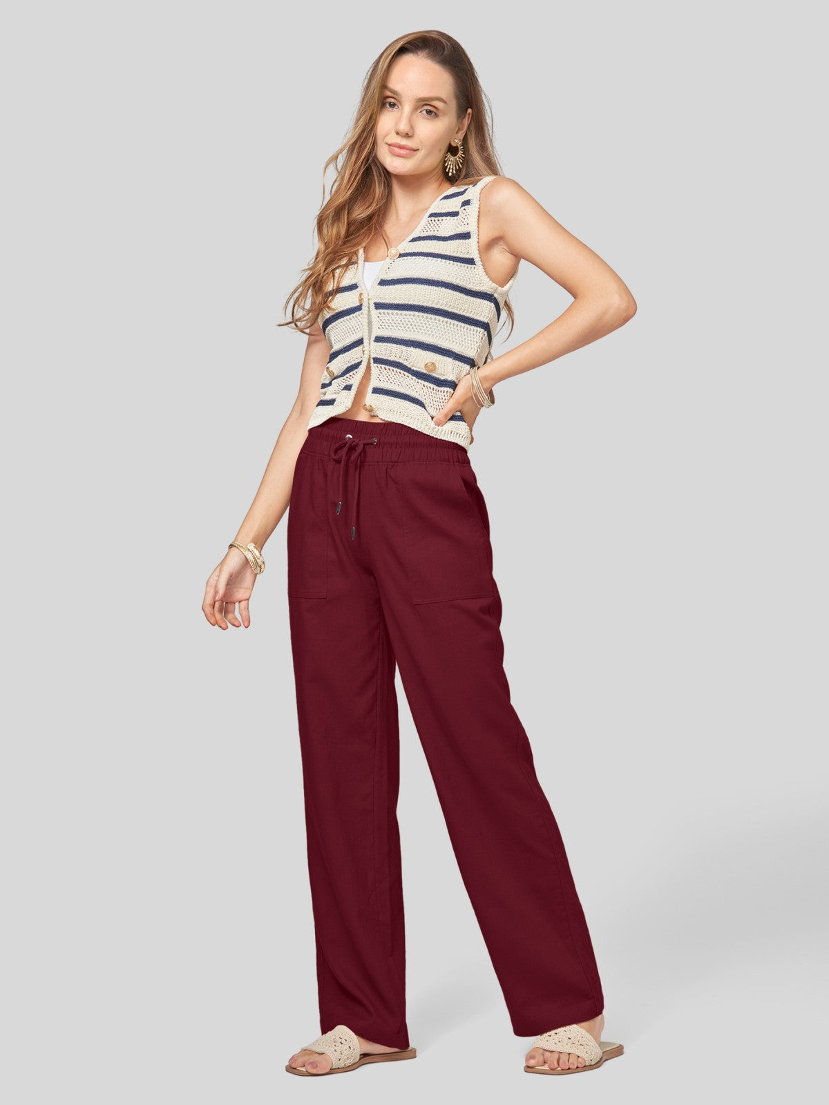 Willit Women's Cotton Linen Wide Leg Pants 