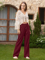 Women's Cotton Linen Wide Leg Pants_