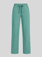 Women's heather gray straight-leg sweatpants with an elastic waistband and drawstring 