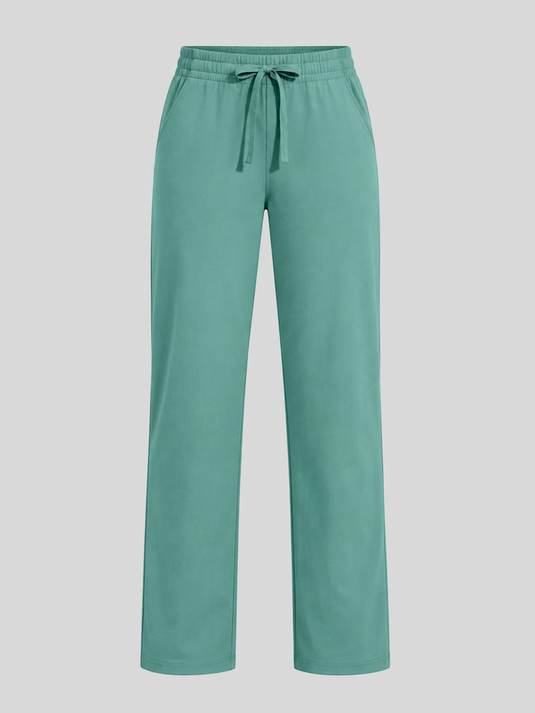 Women's heather gray straight-leg sweatpants with an elastic waistband and drawstring 