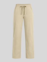 Women's heather gray straight-leg sweatpants with an elastic waistband and drawstring 