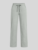 Women's heather gray straight-leg sweatpants with an elastic waistband and drawstring 