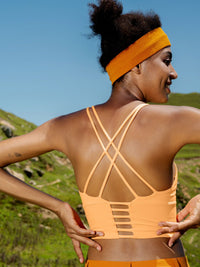 Women's Cross Back Strappy Sports Bra #orange