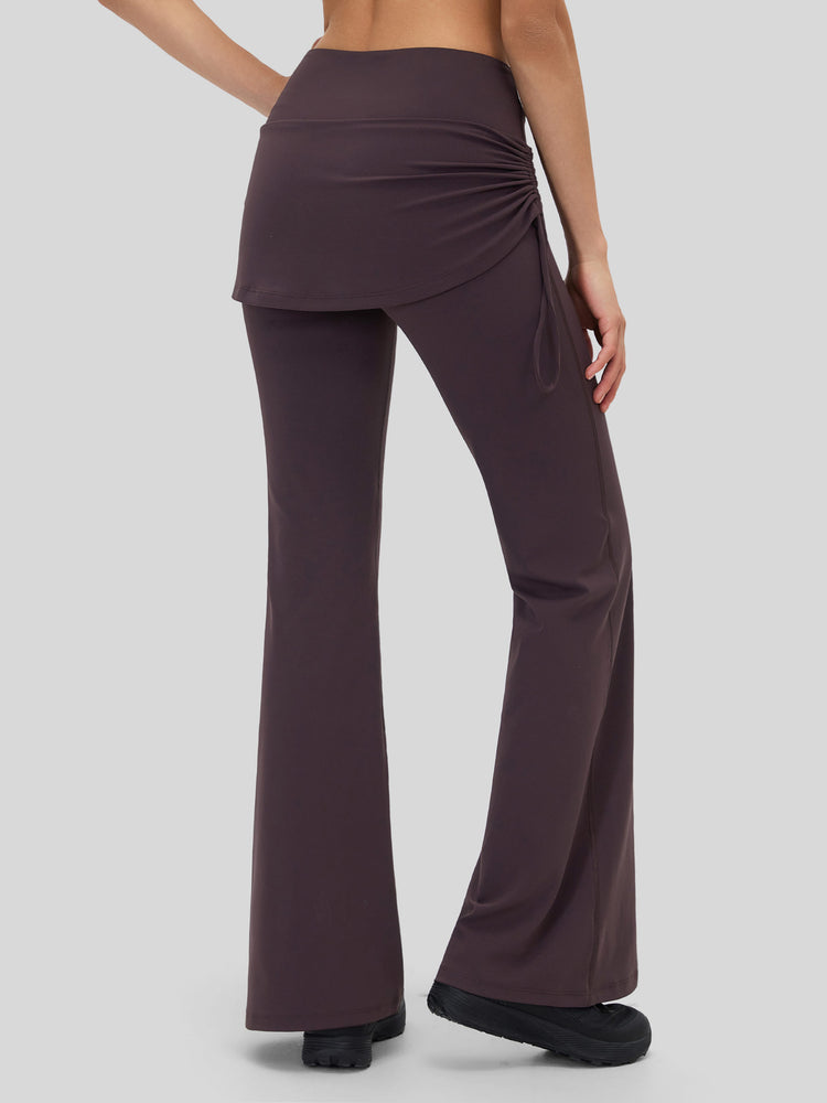 Women's Flare Leggings with Skirt Layer 