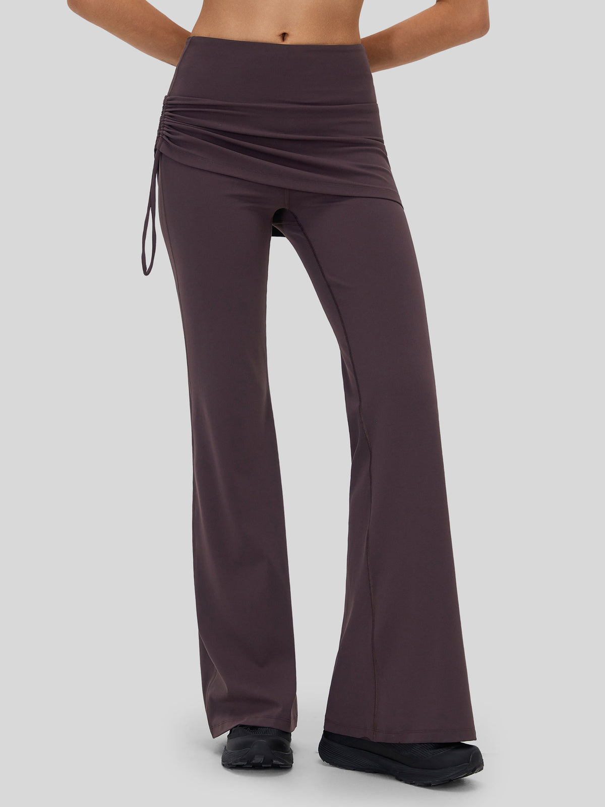 Women's Flare Leggings with Skirt Layer 